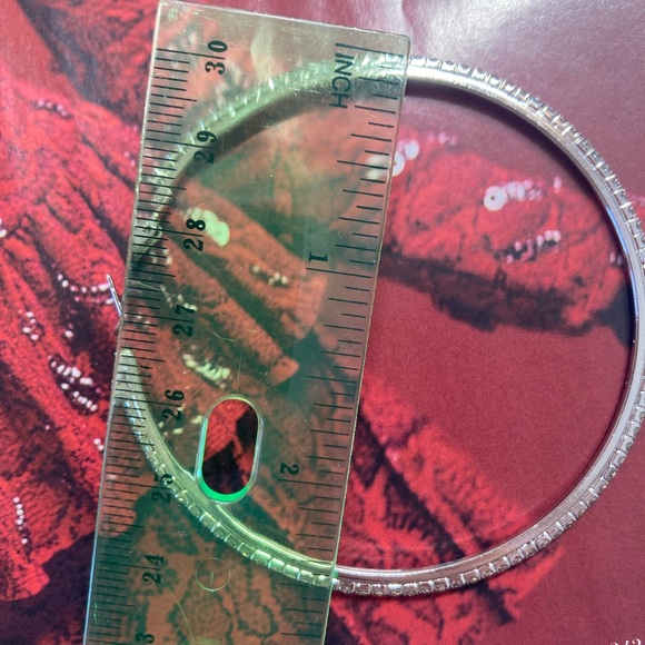 Silver Rhinestone Hoop Earrings - Picture 3 of 4